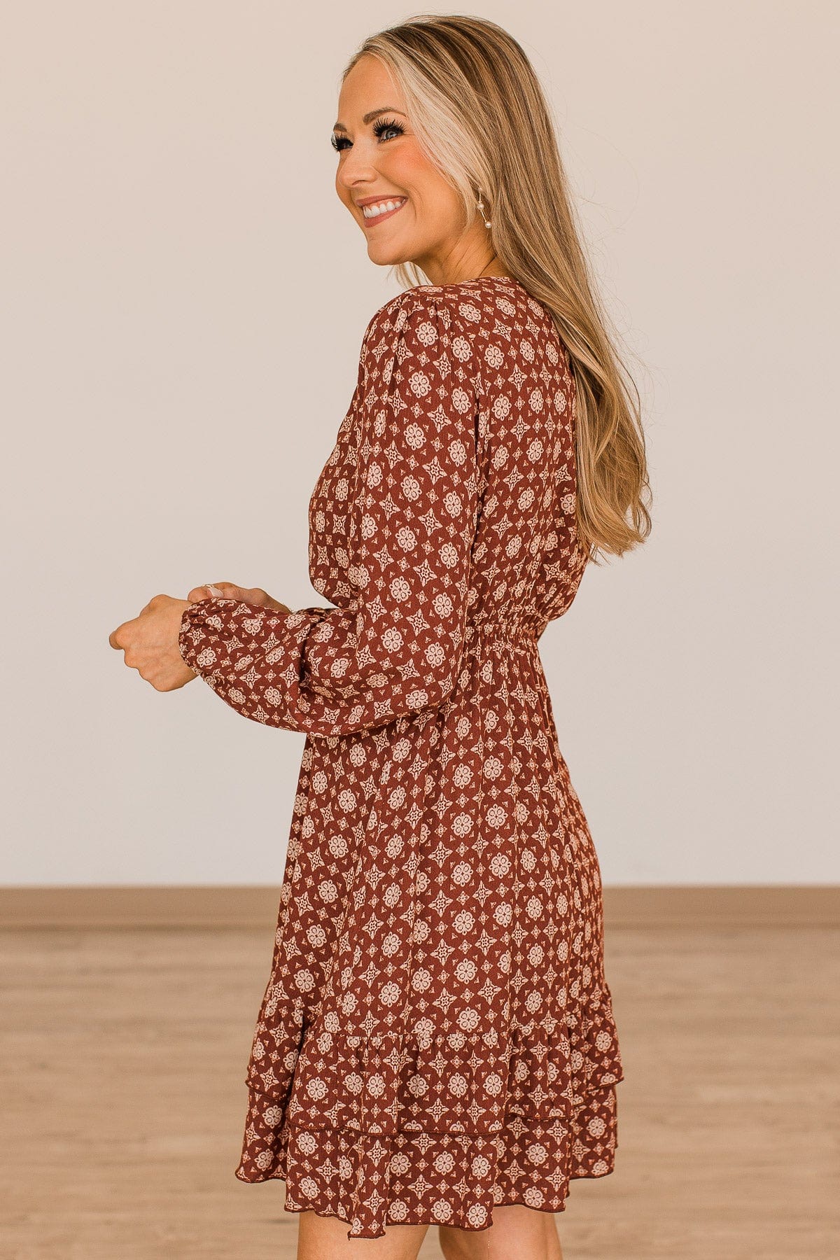 Keep Moving Forward Wrap Dress- Rust - Image 7