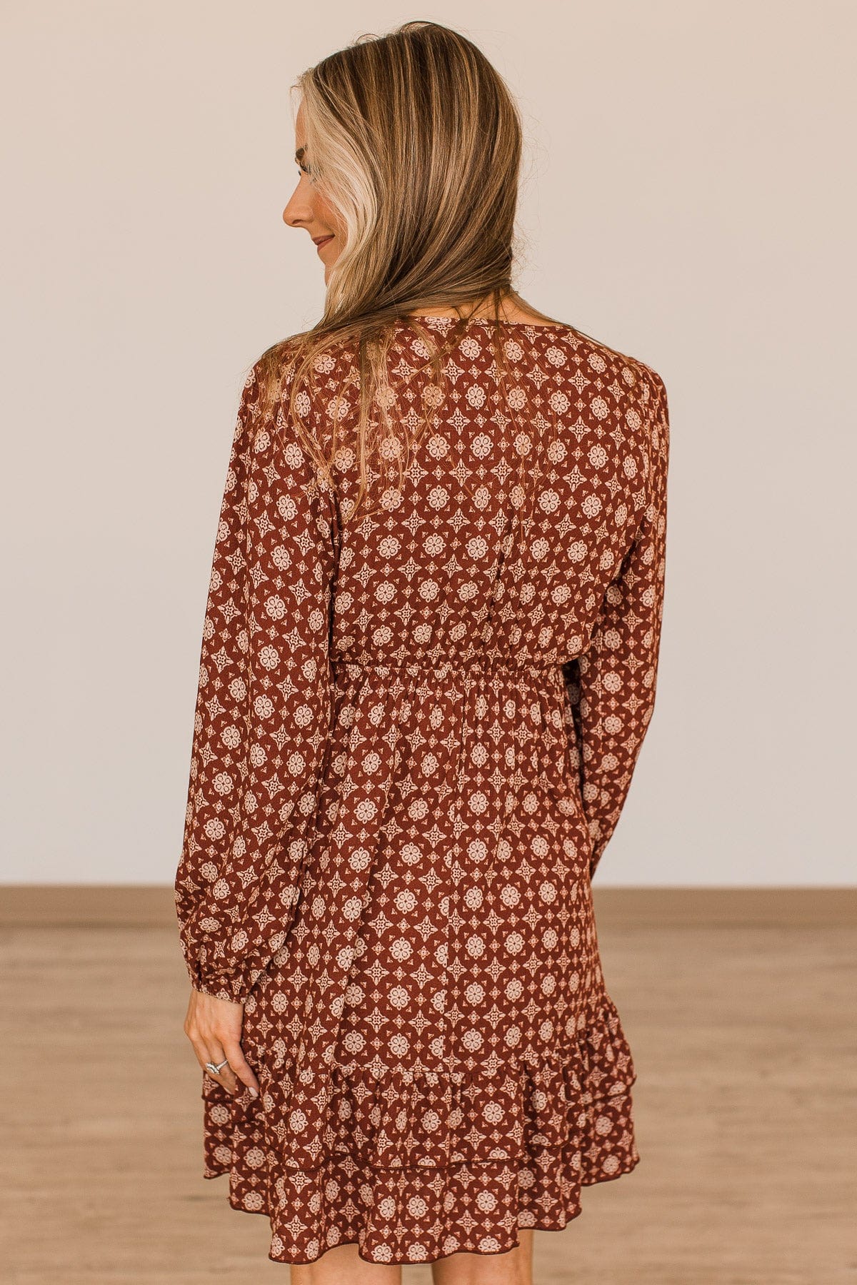 Keep Moving Forward Wrap Dress- Rust - Image 9