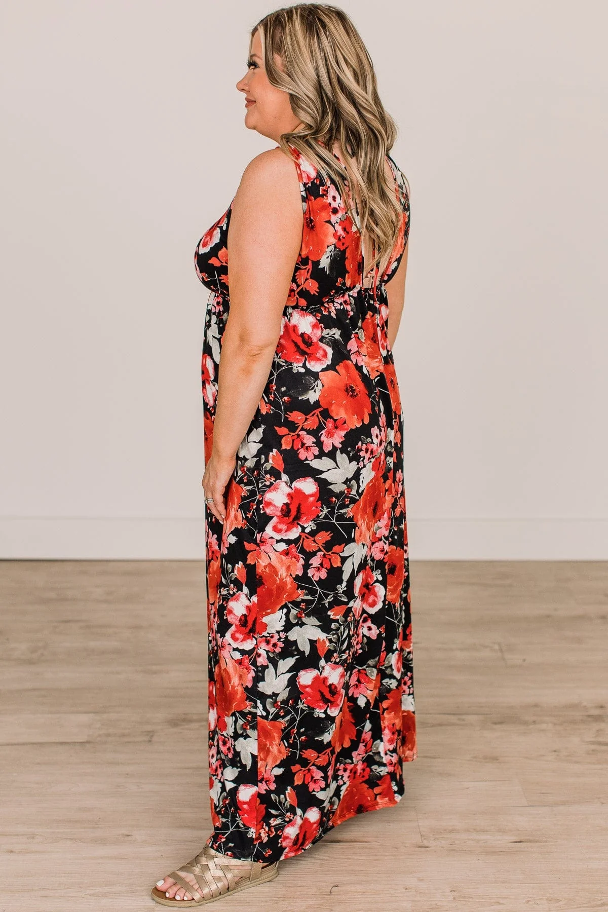 Keep On Dancing Floral Maxi Dress- Black & Red - Image 5