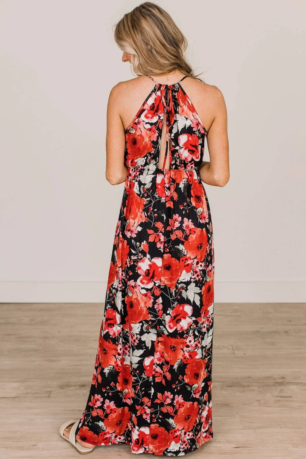Keep On Dancing Floral Maxi Dress- Black & Red - Image 7