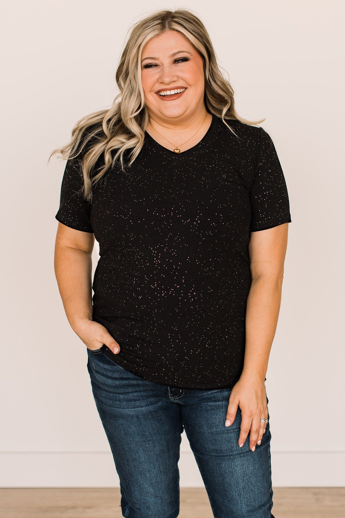 Keep Shining Glitter Knit Top- Black - Image 4
