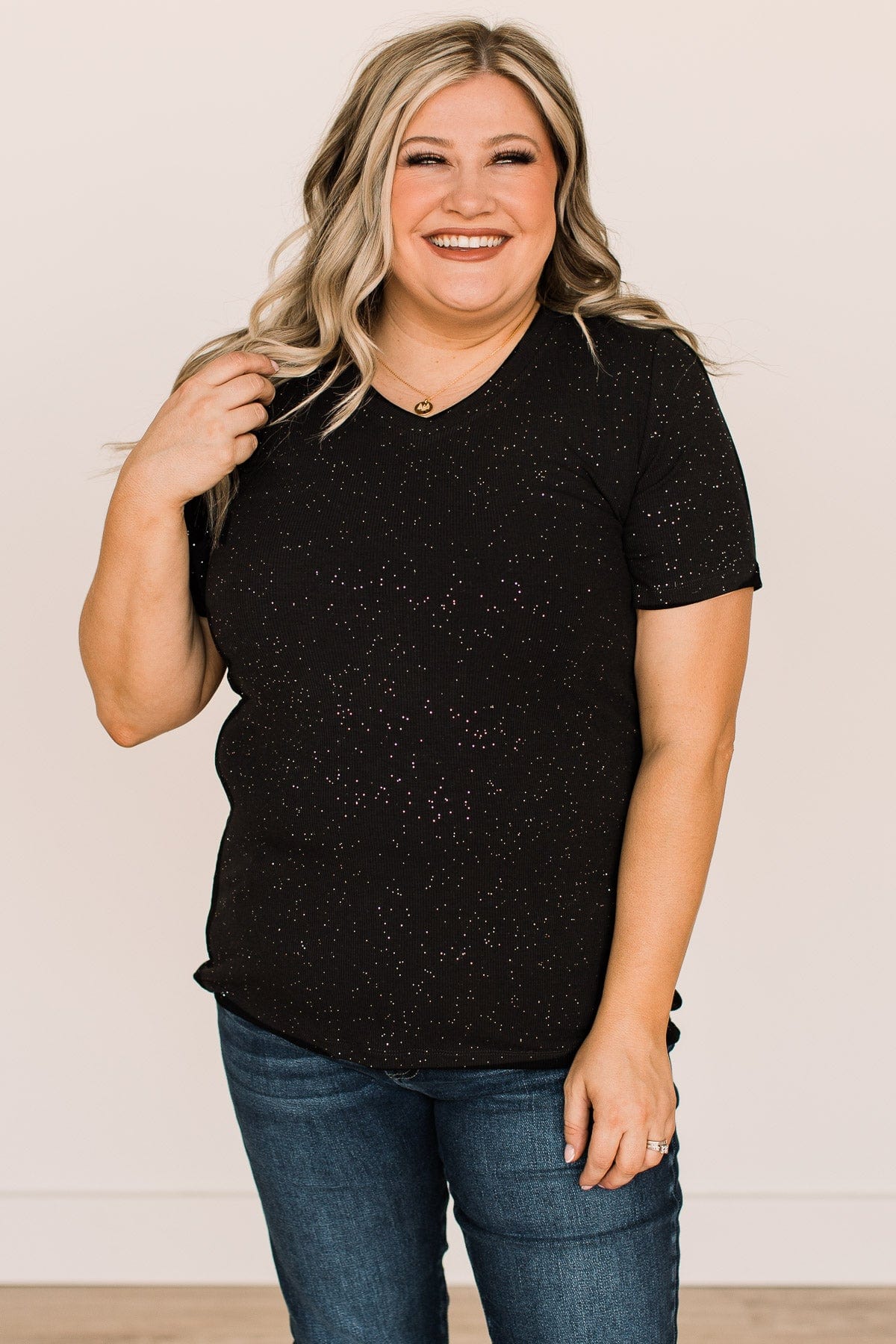 Keep Shining Glitter Knit Top- Black - Image 6
