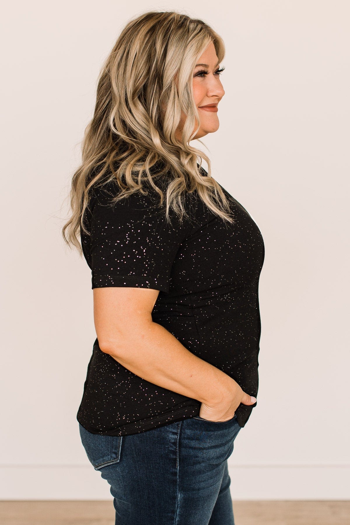 Keep Shining Glitter Knit Top- Black - Image 9