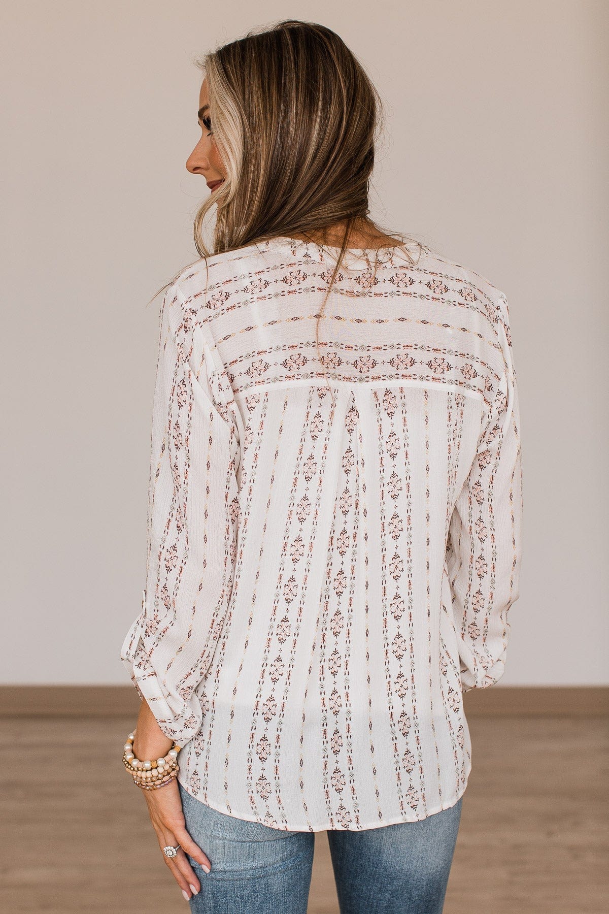 Keep Your Head Up Printed Blouse- Ivory - Image 8