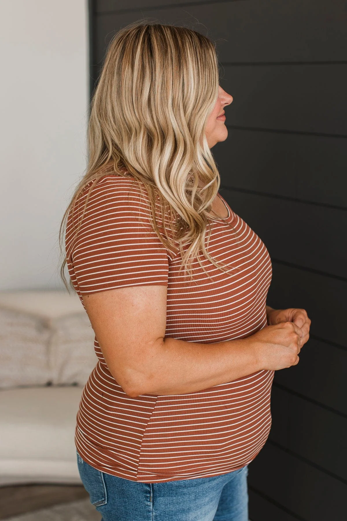 Keep Your Promise Striped Top- Dark Rust - Image 6