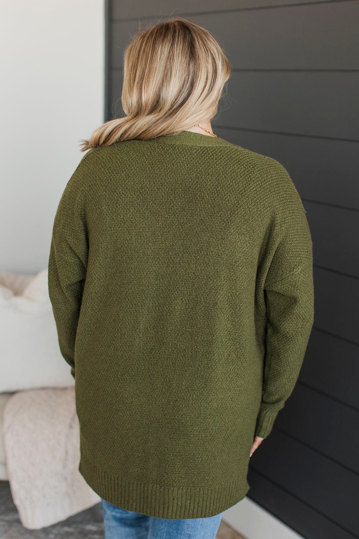 Keeping Cozy Open Front Cardigan- Olive - Image 8