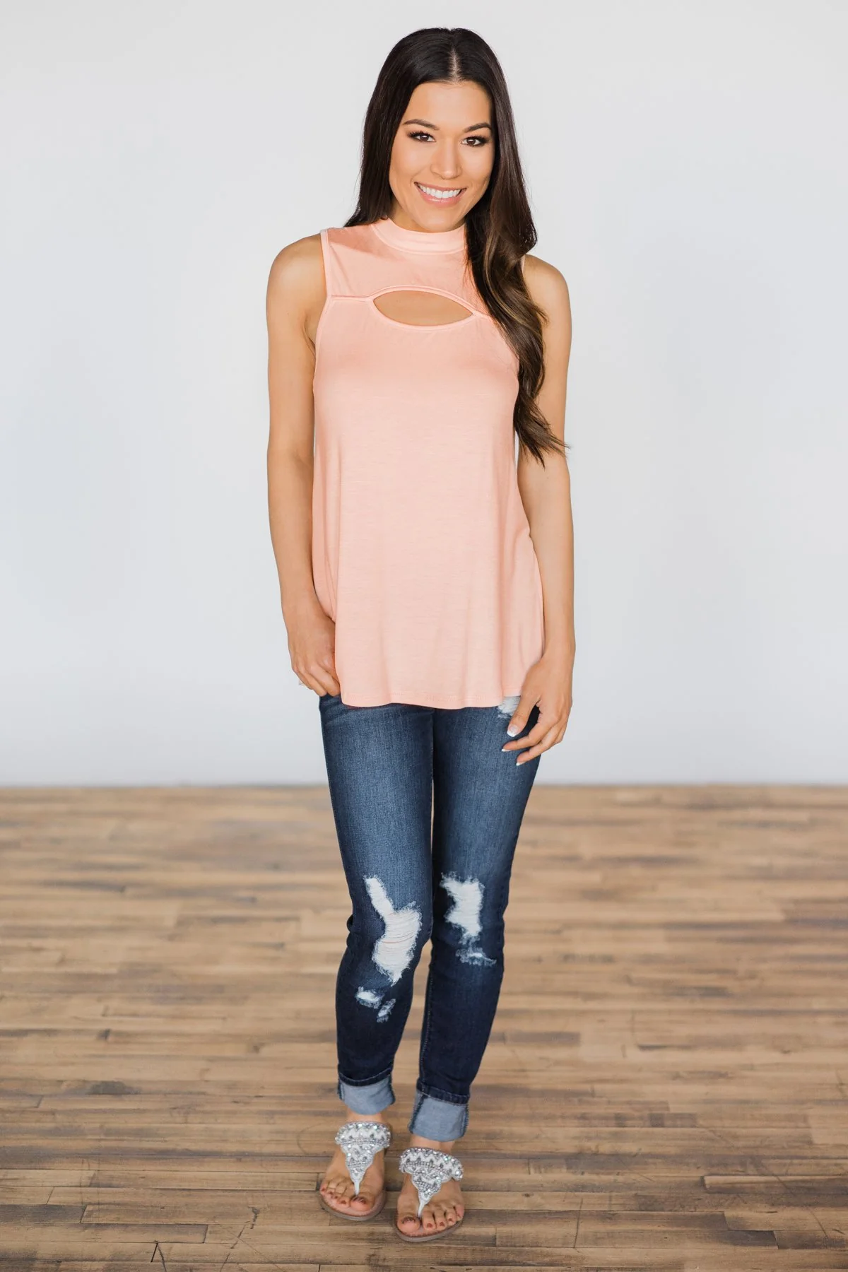 Key to My Heart Tank Top ~ Peach - Image 2
