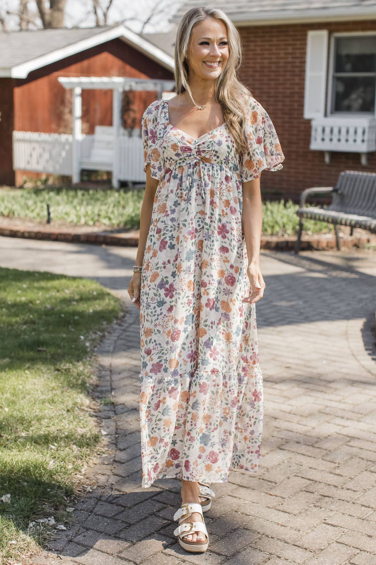 Kind Soul Floral Maxi Dress- Ivory - Image 3