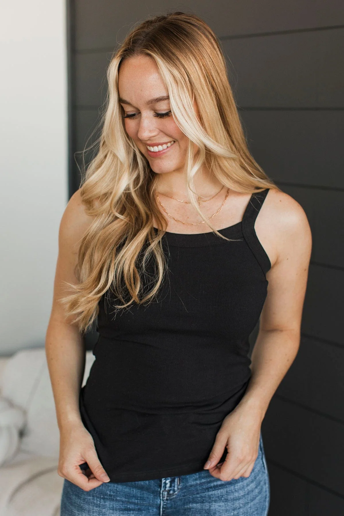 Kind Ways Ribbed Tank Top- Black - Image 2