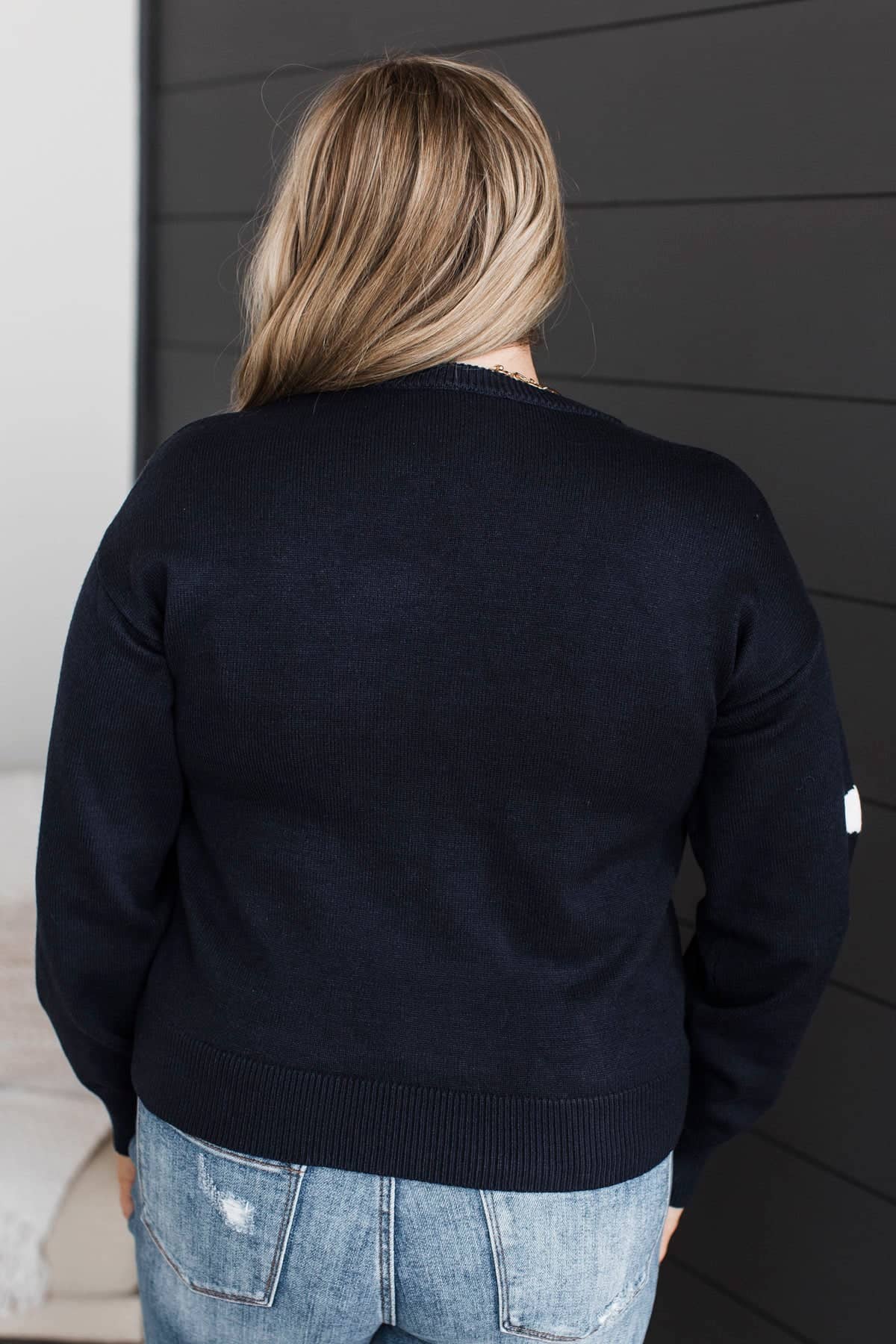 Kindly Justified Floral Knit Sweater- Navy & Ivory - Image 7
