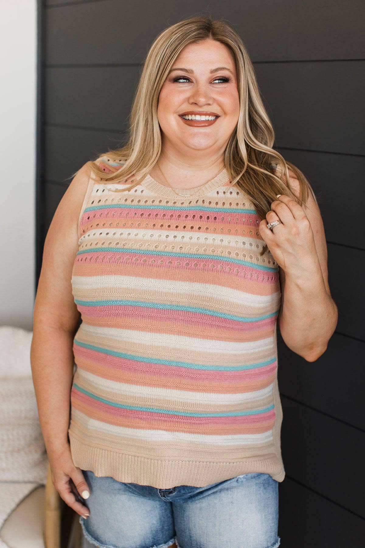 Kindly Yours Striped Knit Tank Top- Multi-Color