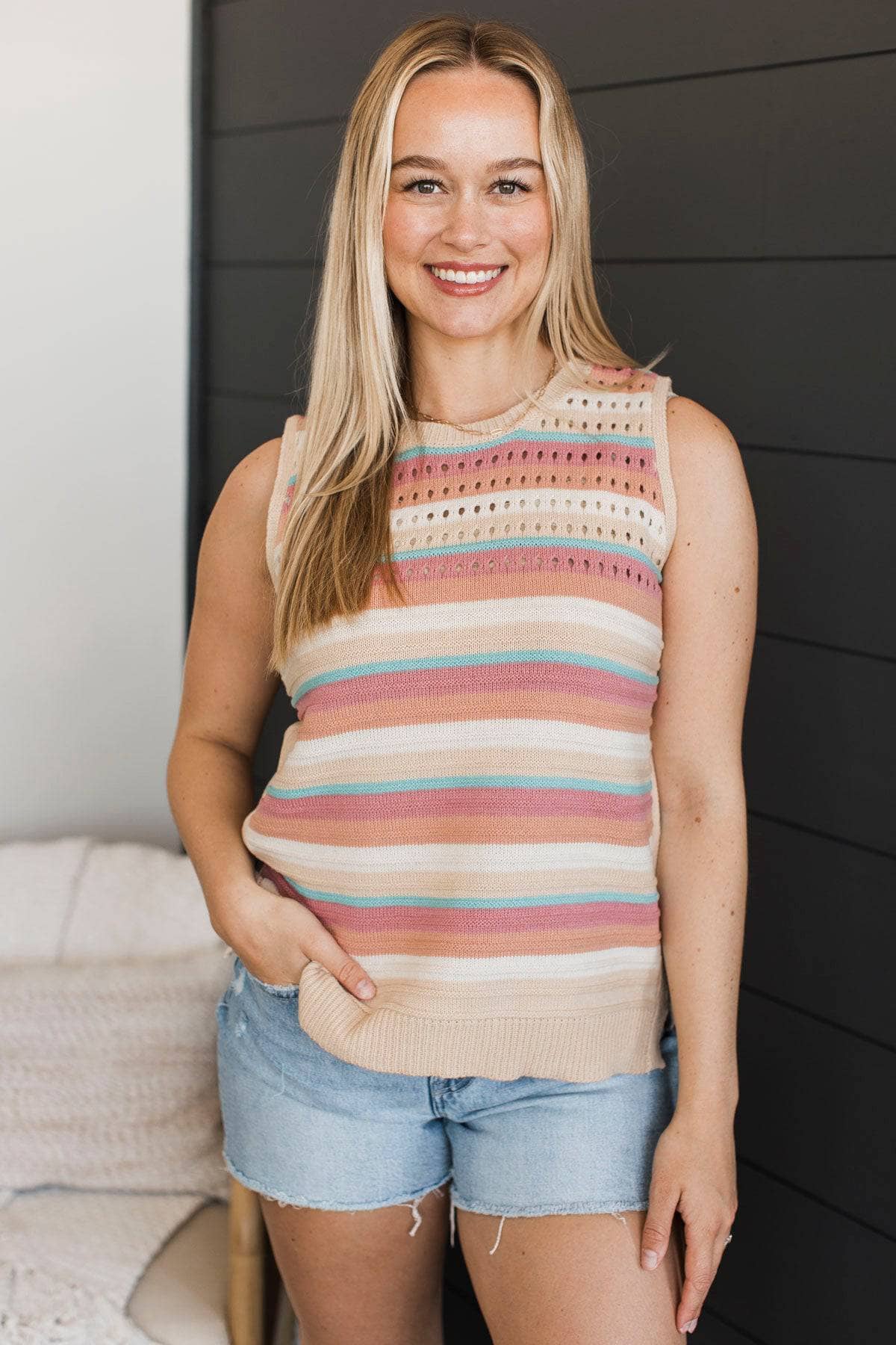Kindly Yours Striped Knit Tank Top- Multi-Color - Image 2