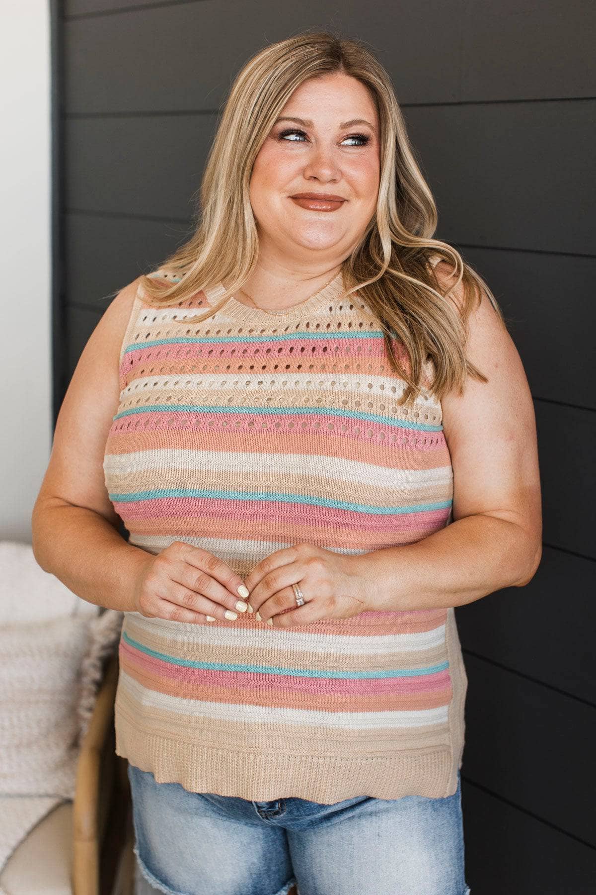 Kindly Yours Striped Knit Tank Top- Multi-Color - Image 3