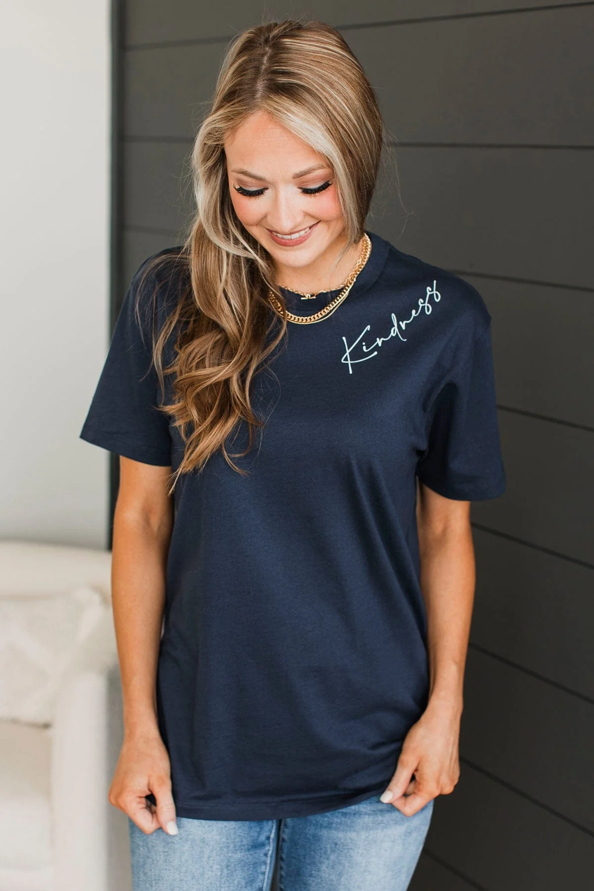 "Kindness" Graphic Tee- Navy - Image 3