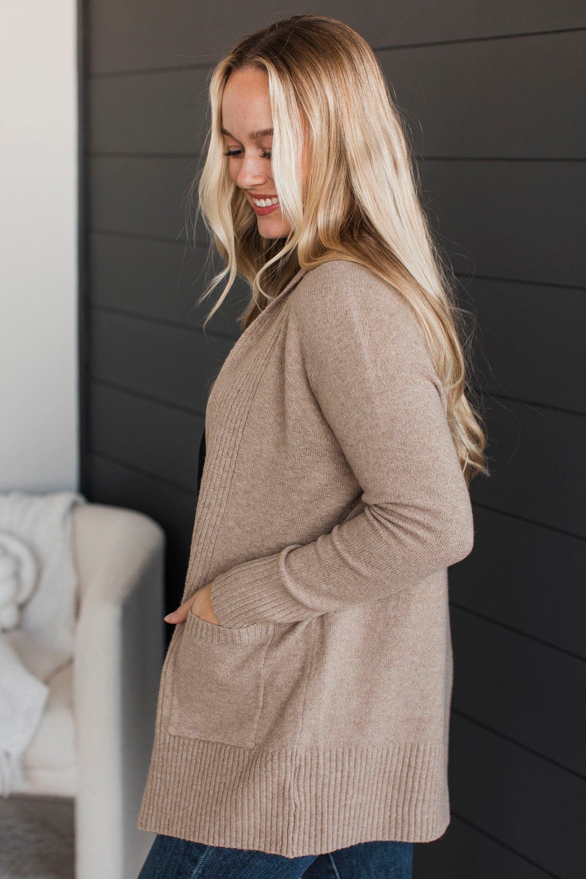 Kiss Me Goodnight Knit Cardigan- Taupe - Image 5