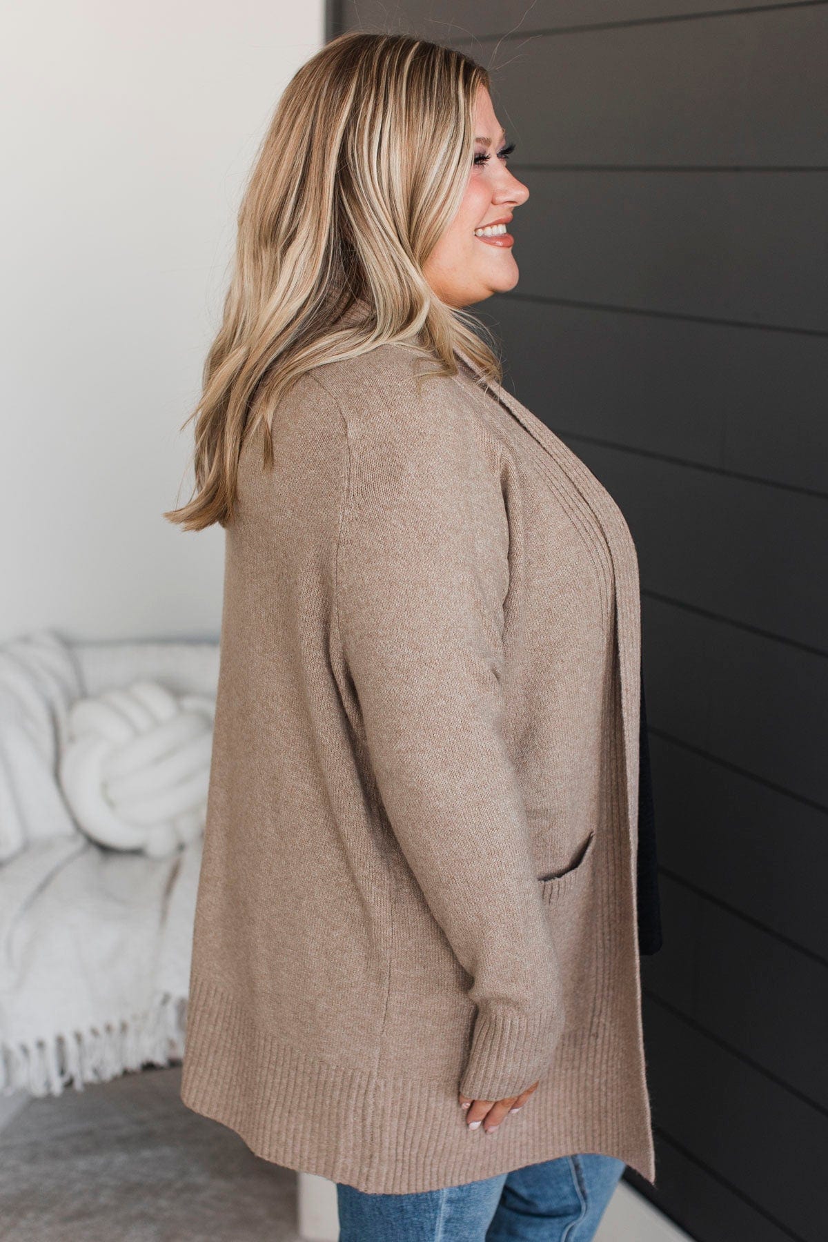 Kiss Me Goodnight Knit Cardigan- Taupe - Image 6