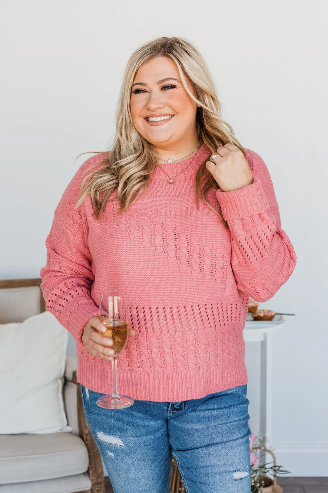 Kiss Me More Knit Sweater- Pink - Image 2