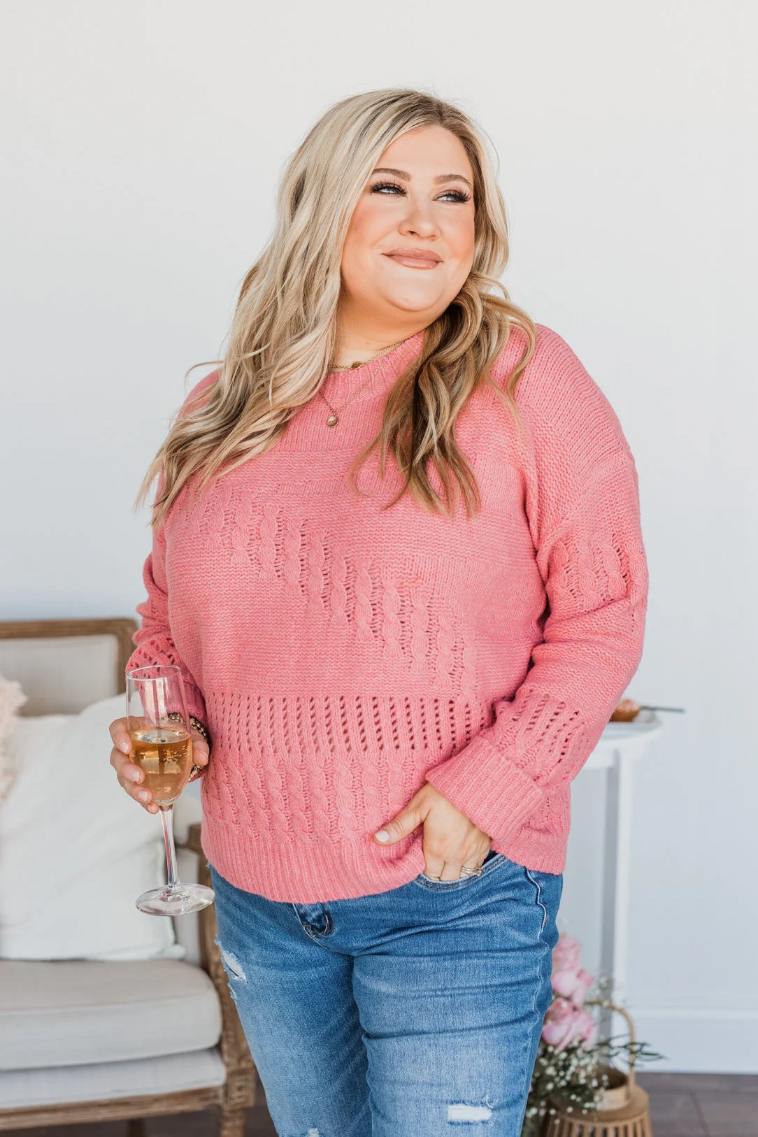 Kiss Me More Knit Sweater- Pink - Image 4