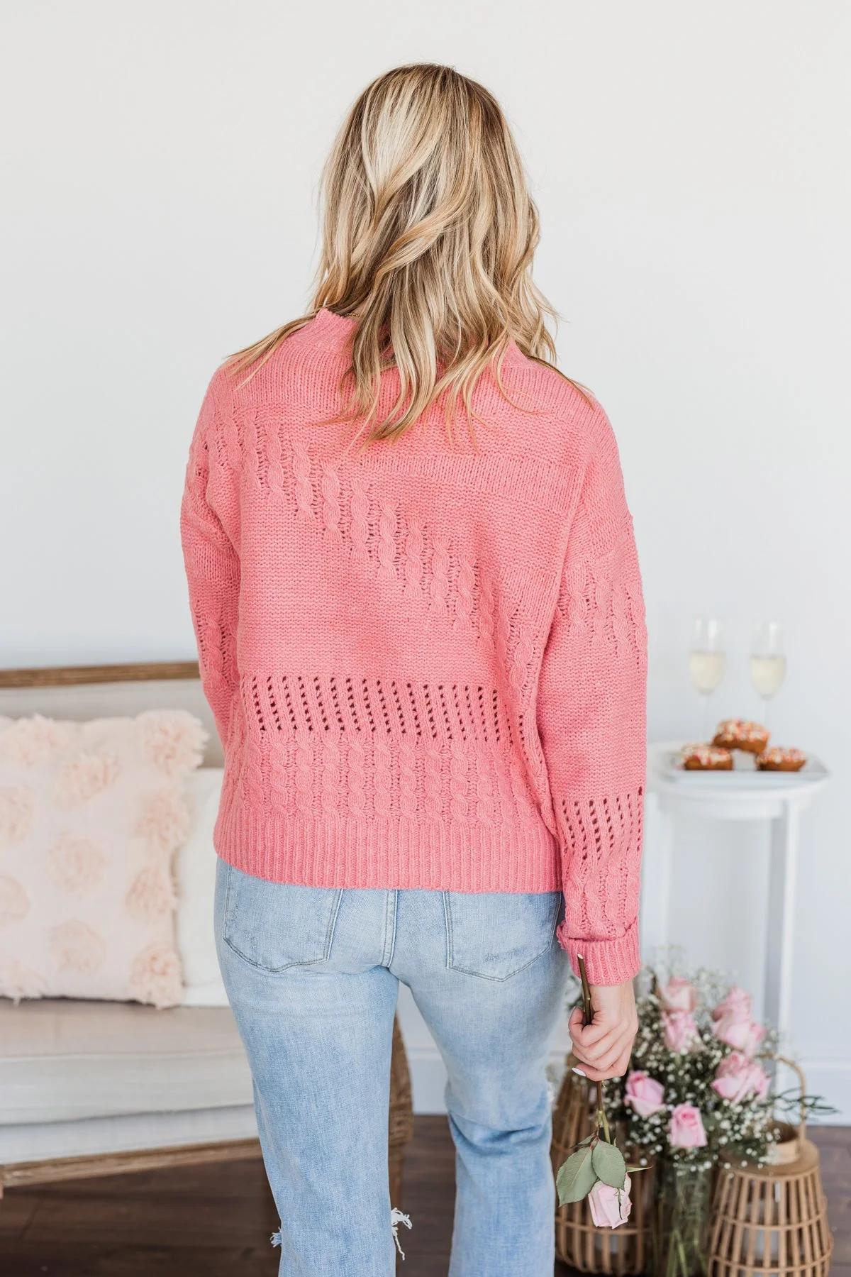 Kiss Me More Knit Sweater- Pink - Image 9