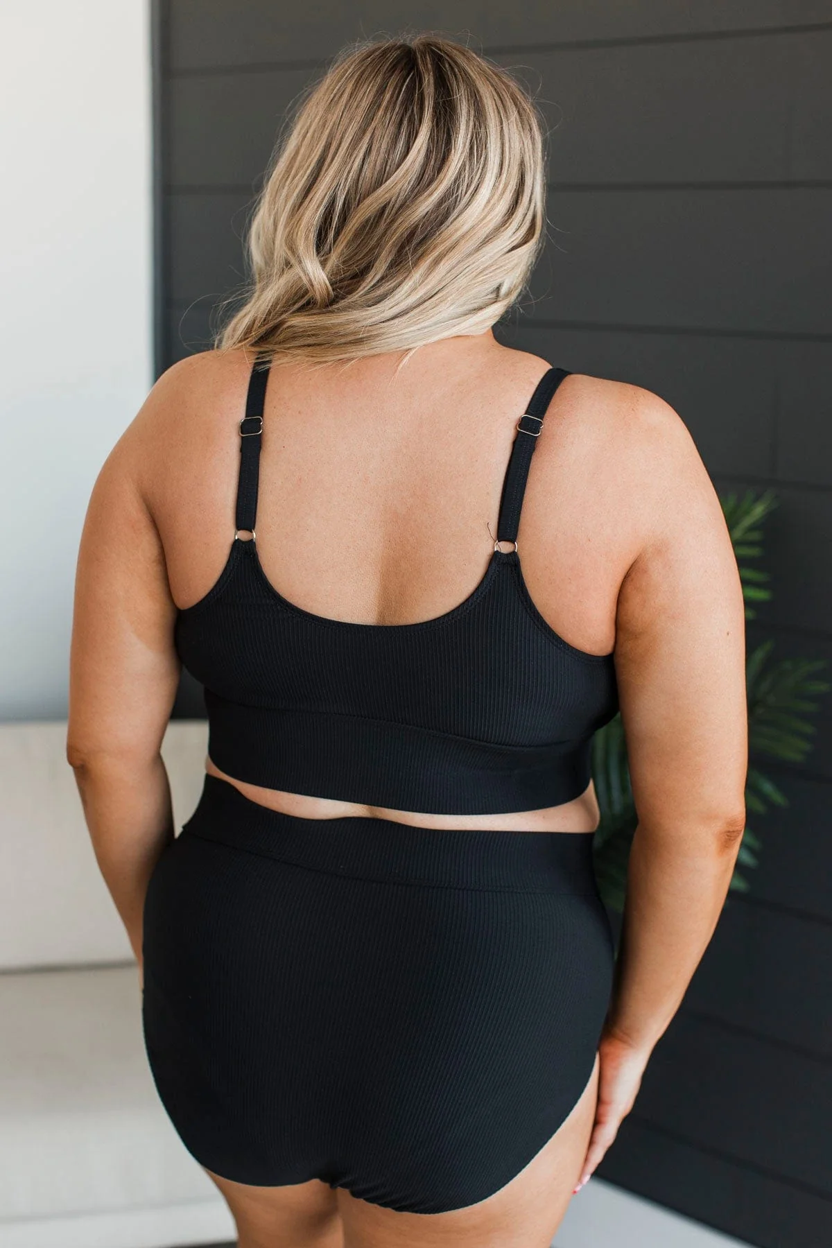 Kissed By The Sun Bikini Swim Top- Black Ribbed - Image 10
