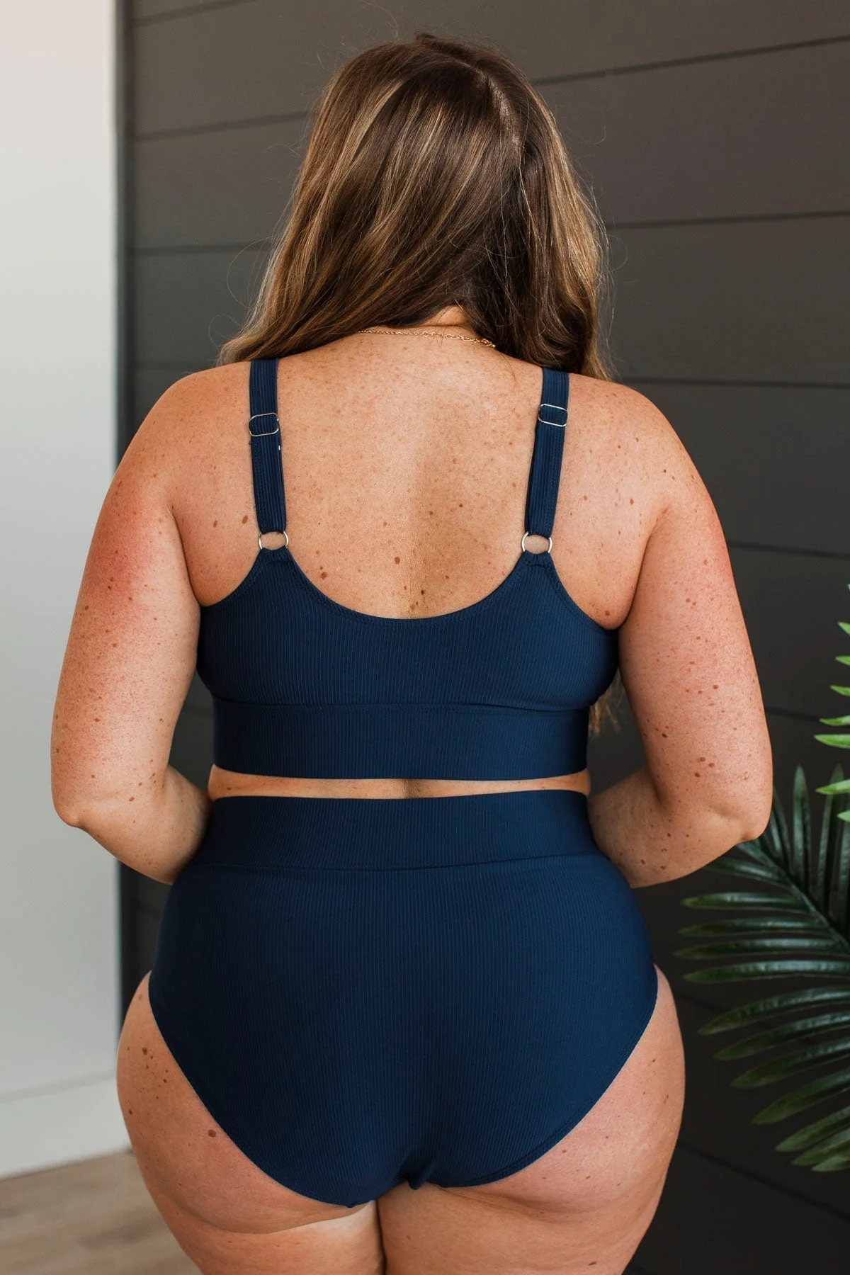 Kissed By The Sun Bikini Swim Top- Dark Navy Ribbed - Image 8