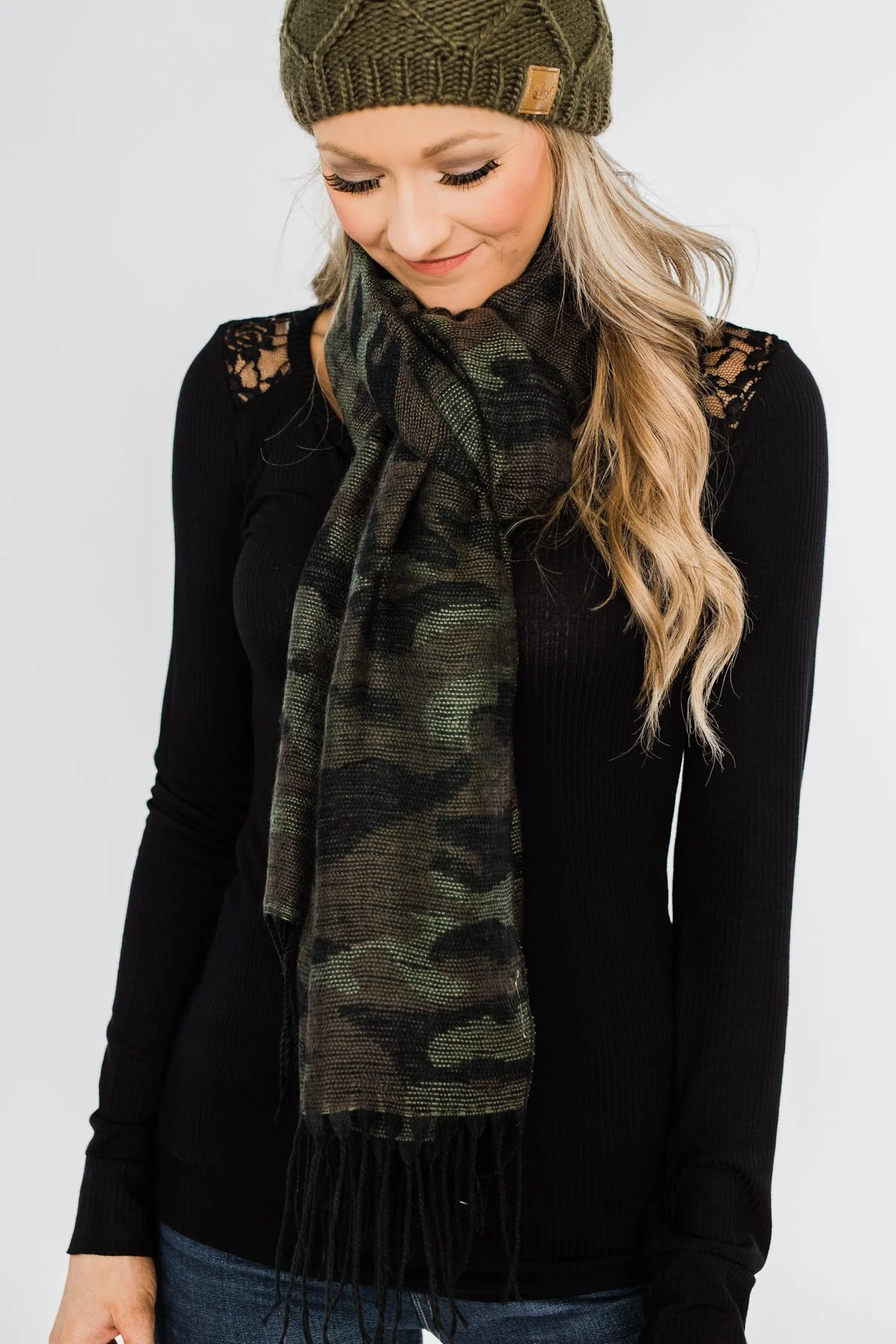 Knit Table Runner Scarf- Camo - Image 3