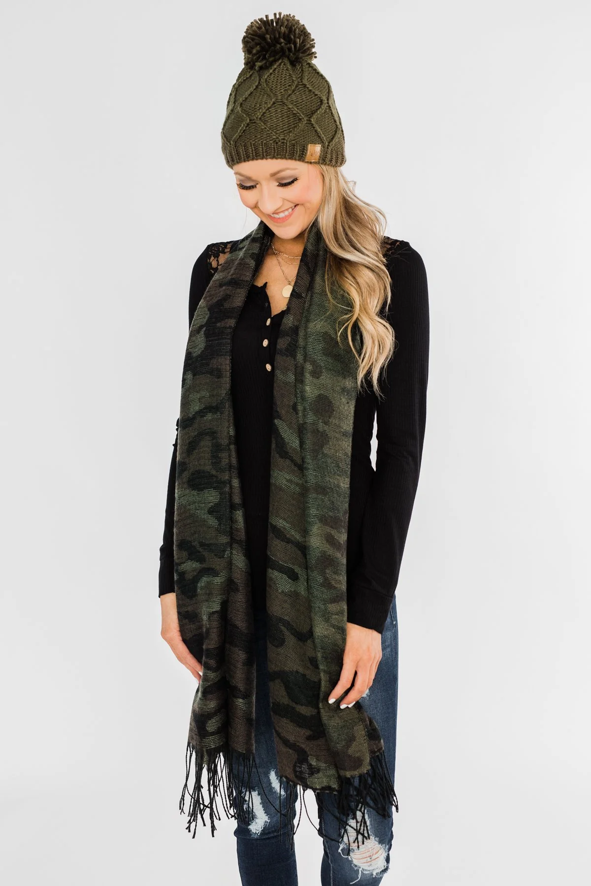 Knit Table Runner Scarf- Camo - Image 4