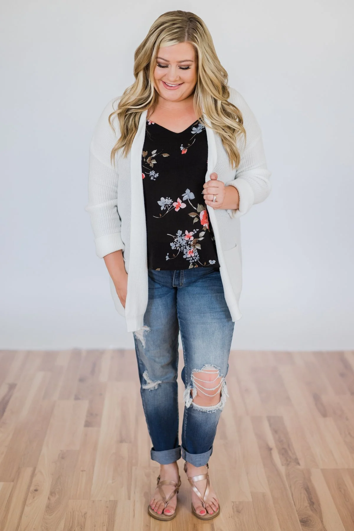 Knitted Pocket Cardigan- Ivory - Image 10