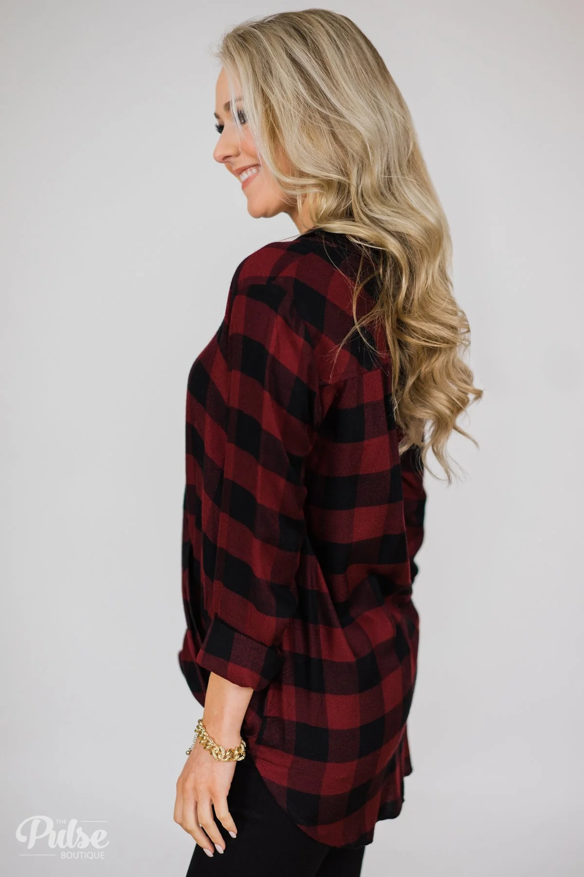 Knot Your Type Buffalo Plaid Top- Deep Red - Image 7