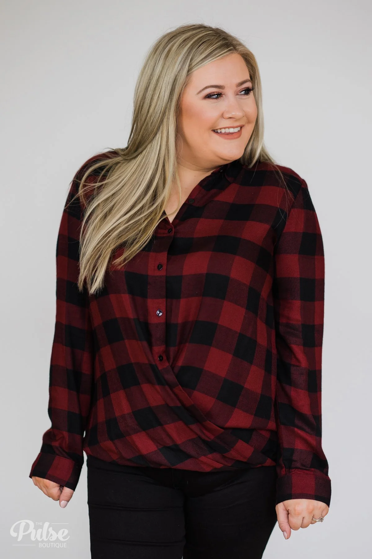 Knot Your Type Buffalo Plaid Top- Deep Red - Image 9