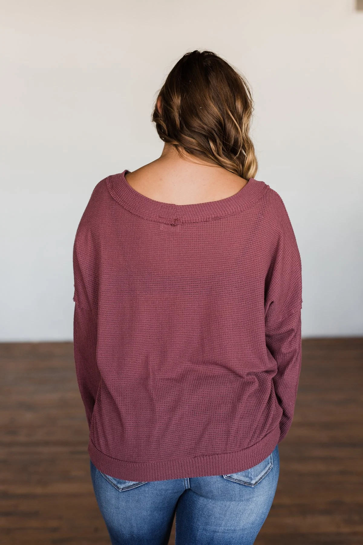 Know You Better Thermal Long Sleeve Top- Dark Mauve - Image 15