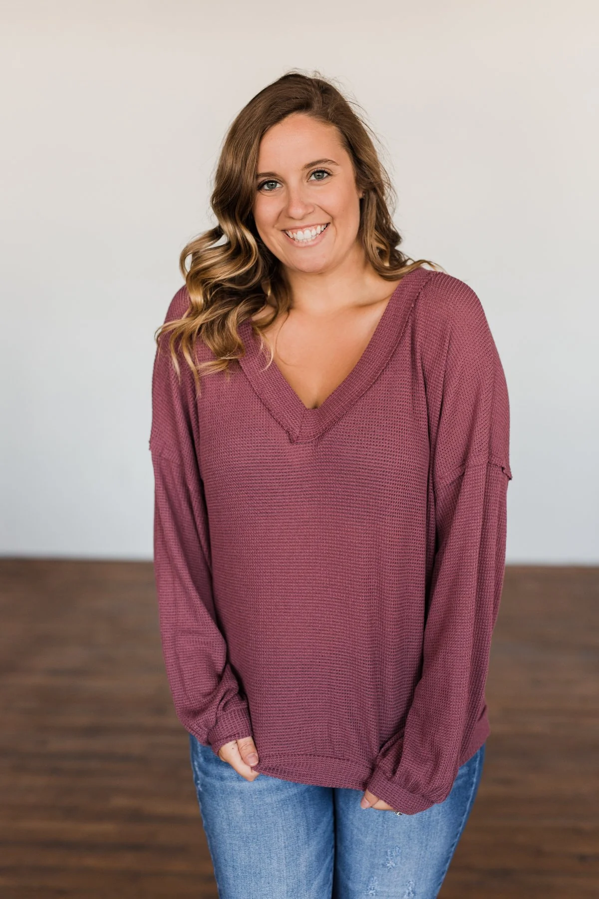 Know You Better Thermal Long Sleeve Top- Dark Mauve - Image 8
