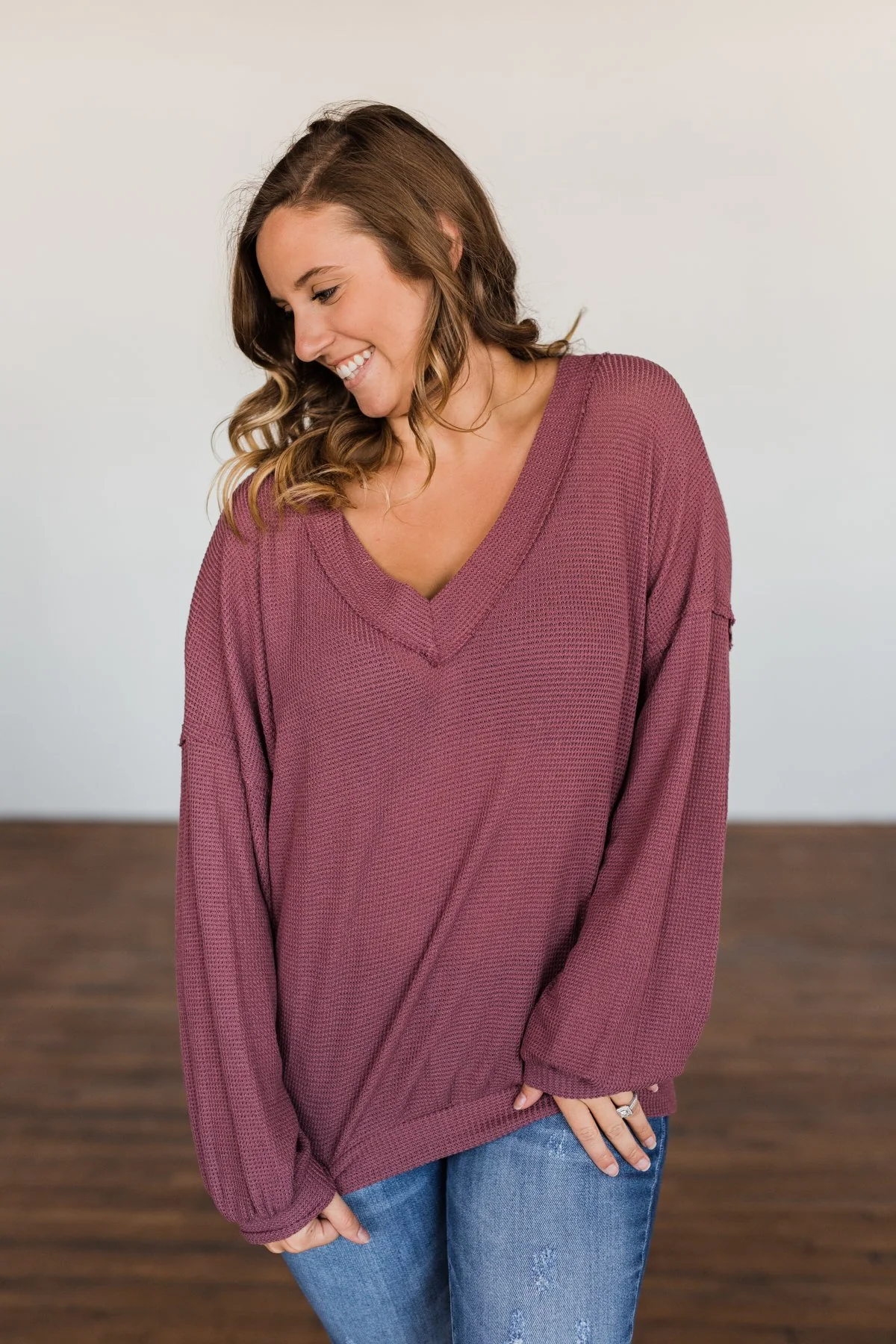 Know You Better Thermal Long Sleeve Top- Dark Mauve - Image 9