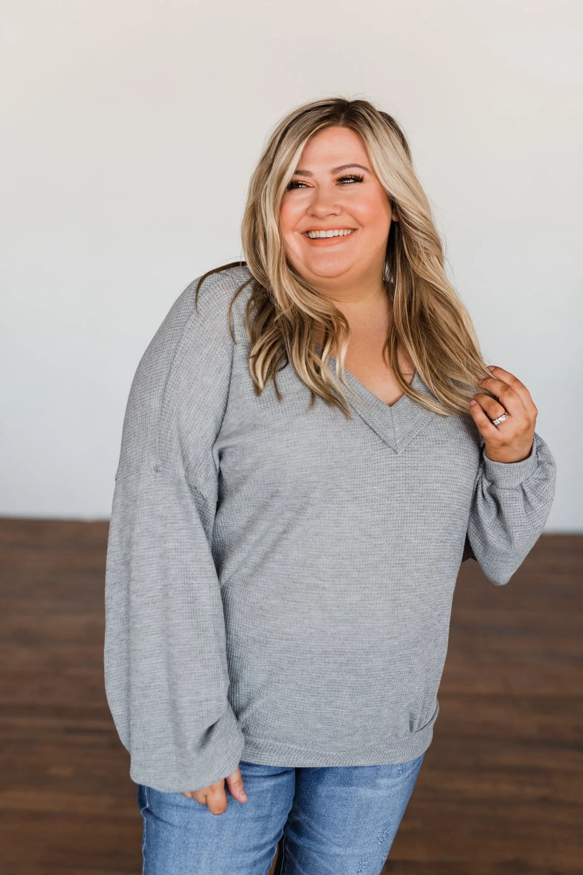 Know You Better Thermal Long Sleeve Top- Grey - Image 10