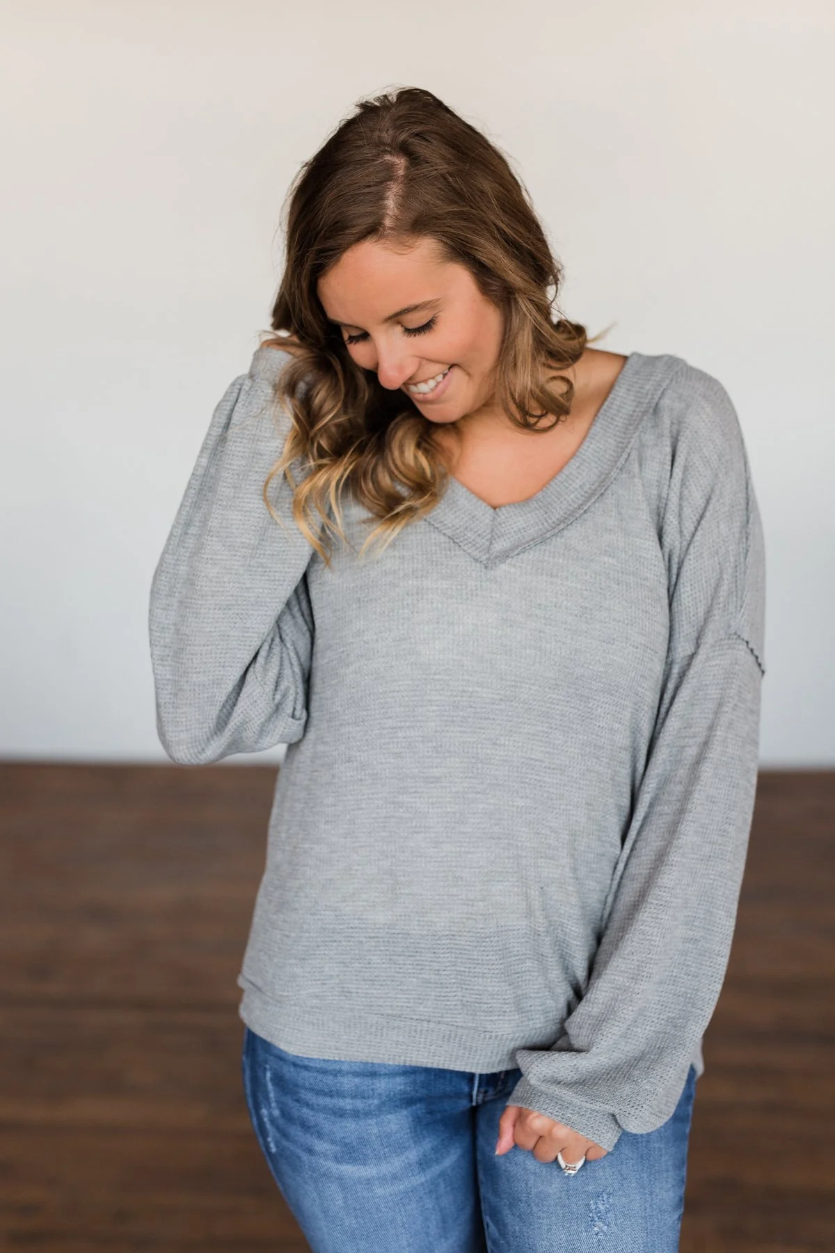 Know You Better Thermal Long Sleeve Top- Grey - Image 15
