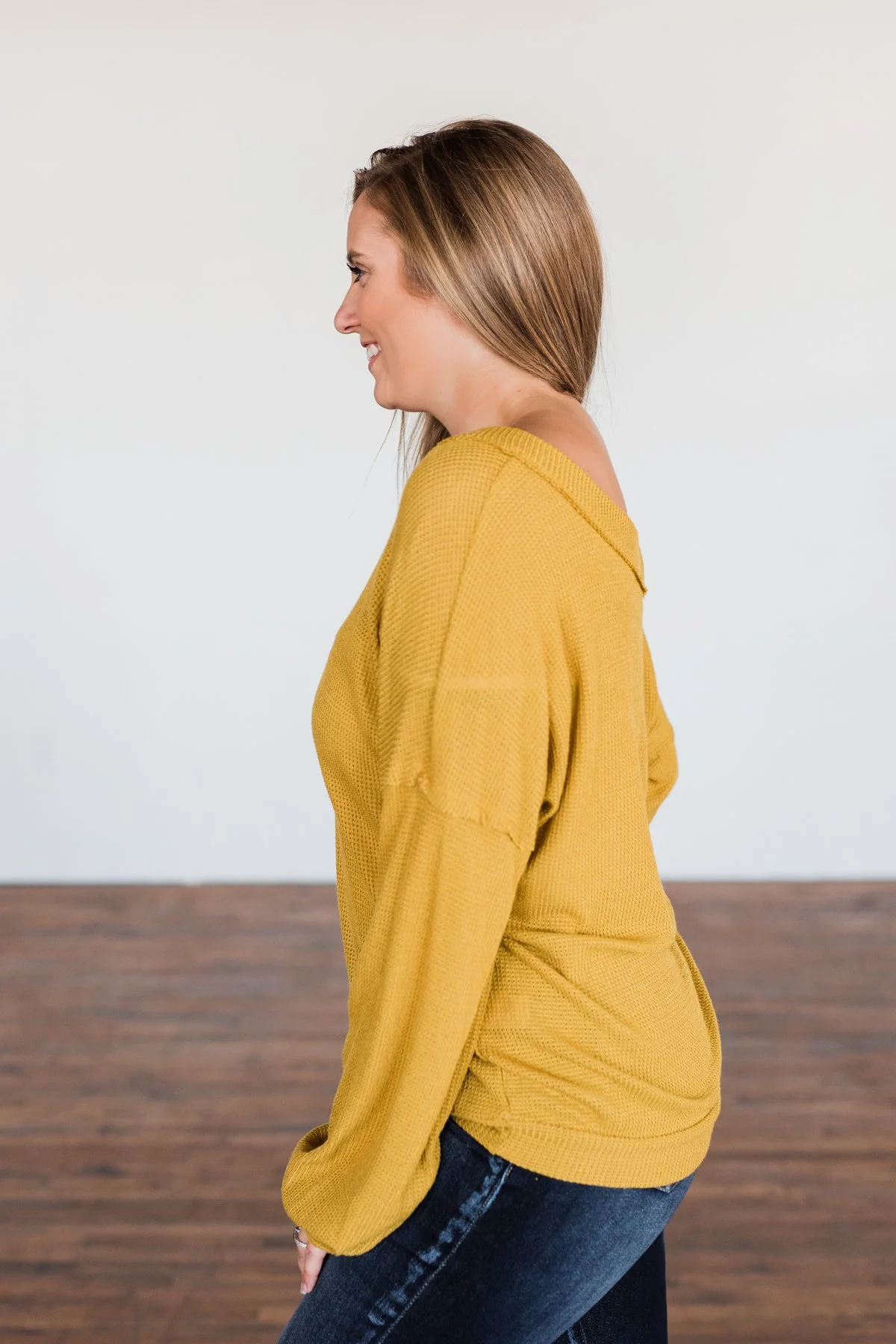 Know You Better Thermal Long Sleeve Top- Mustard - Image 7