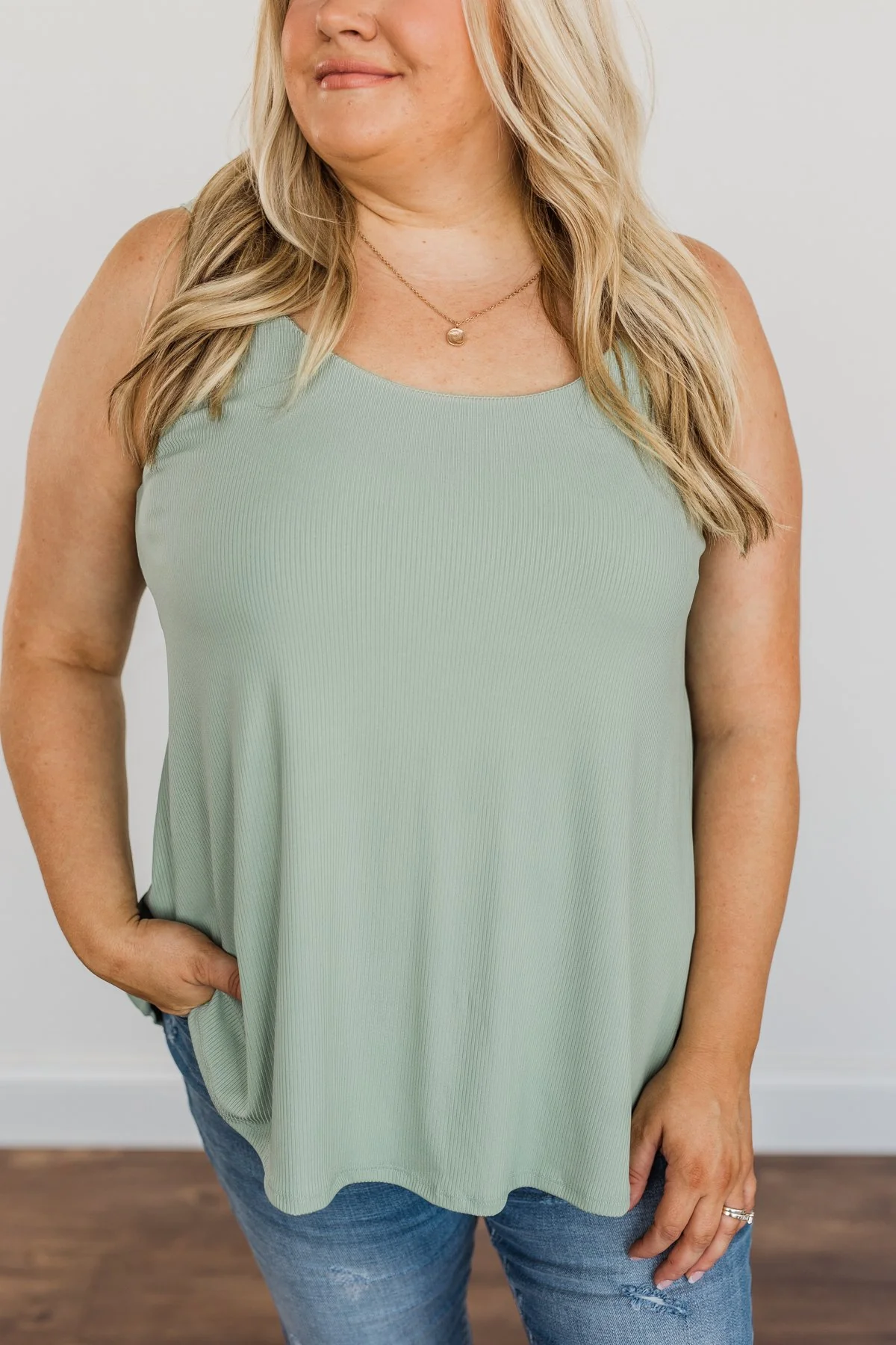Know Your Worth Knit Tank Top- Mint Green - Image 3