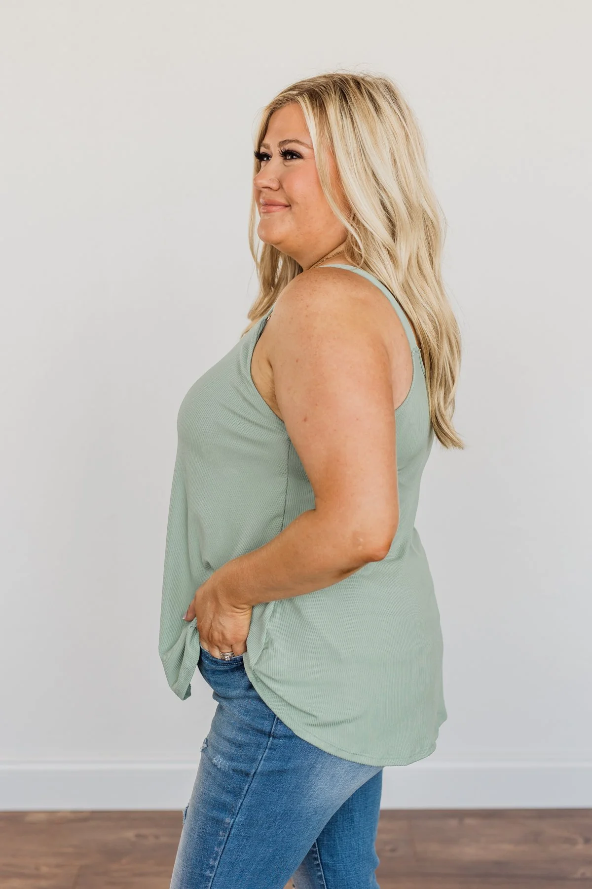 Know Your Worth Knit Tank Top- Mint Green - Image 7