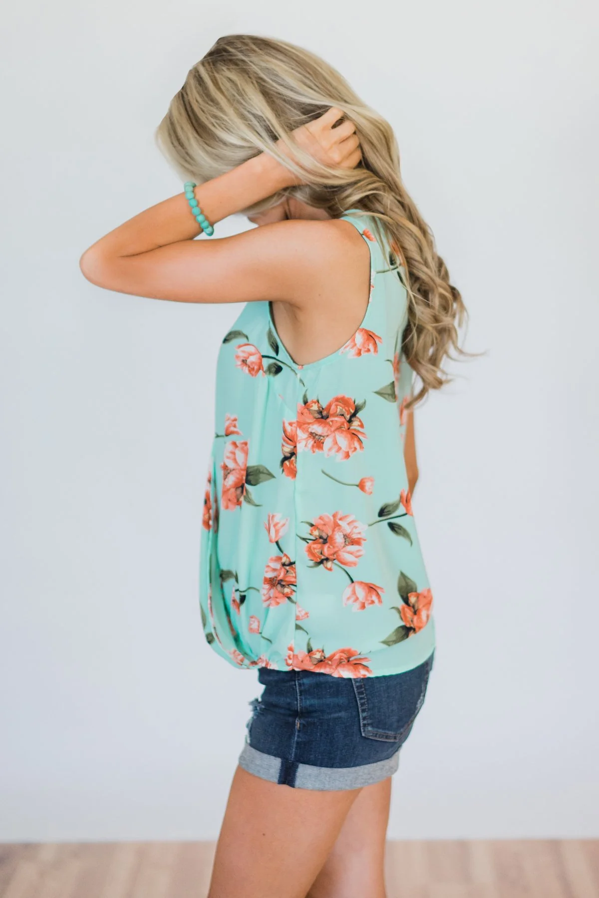 Knowing Me Floral Criss Cross Tank Top- Mint - Image 4