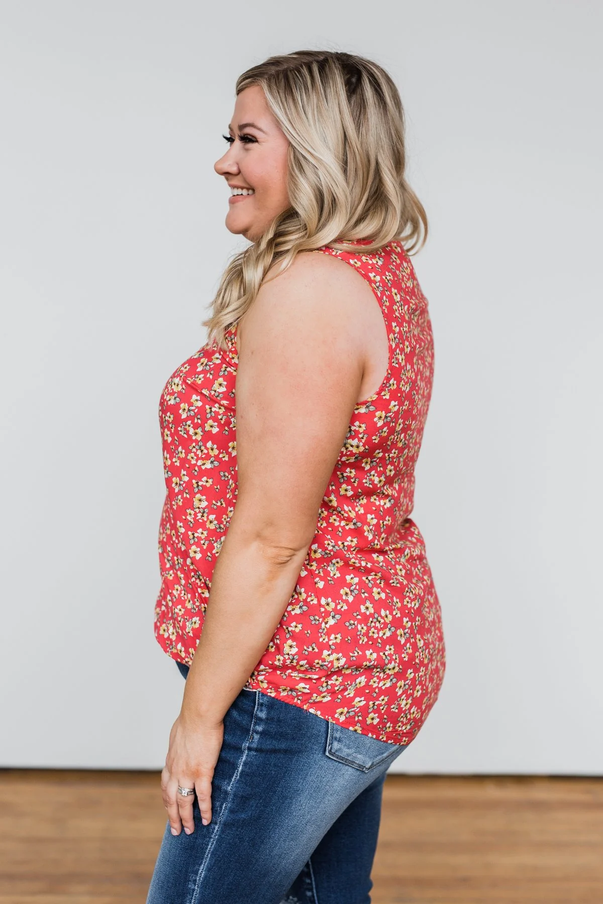 Knowing You Floral Wrap Tank Top- Coral - Image 10