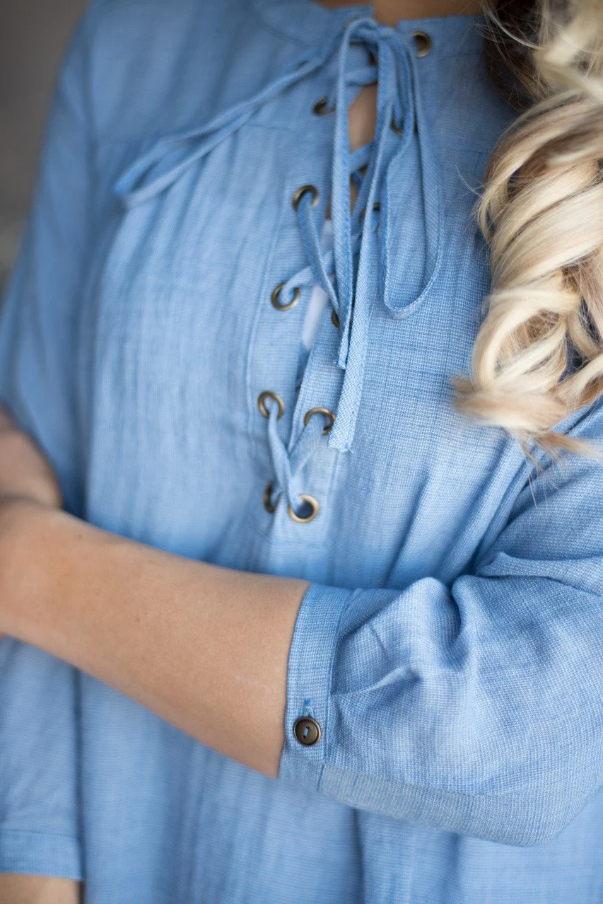 Lace Me Up Baby Blue Top - Image 5