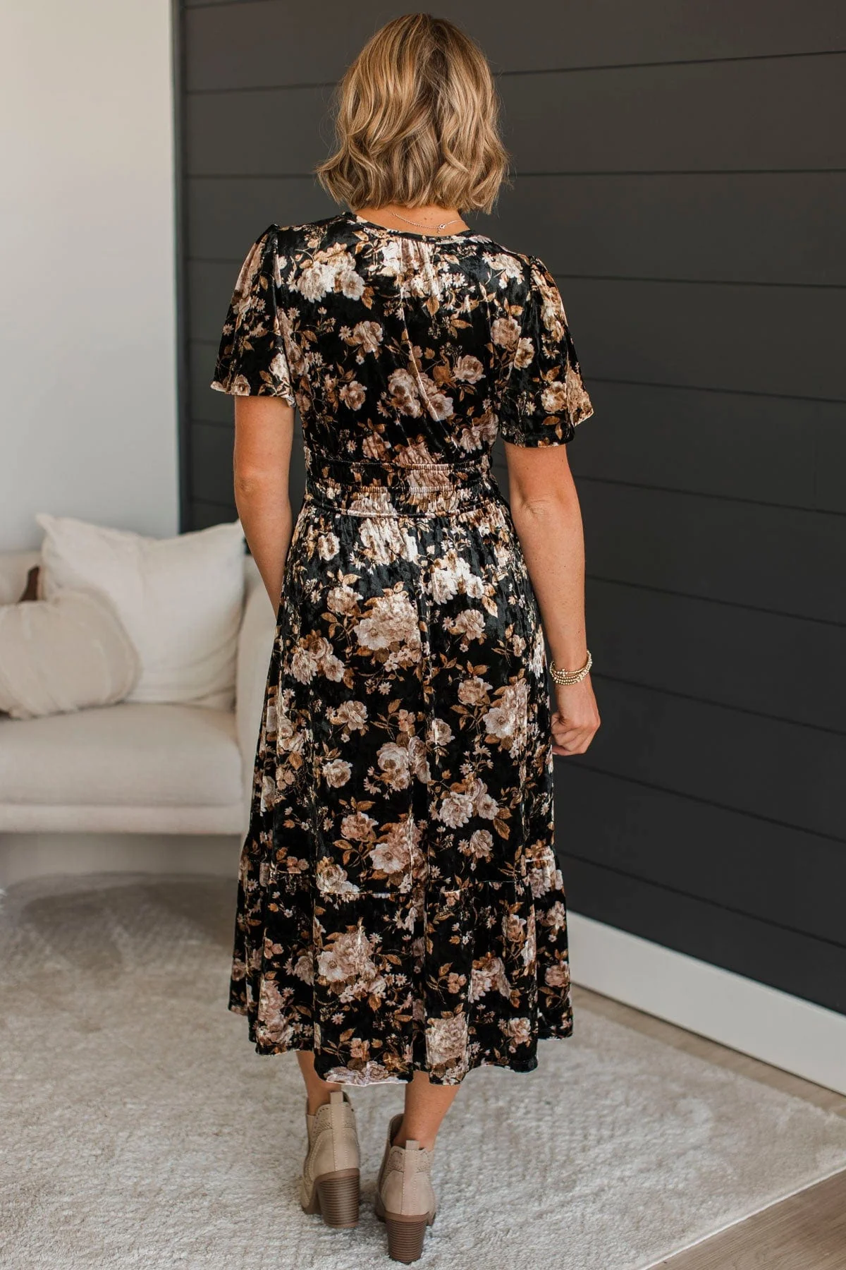 Lady In Love Floral Midi Dress- Black - Image 6