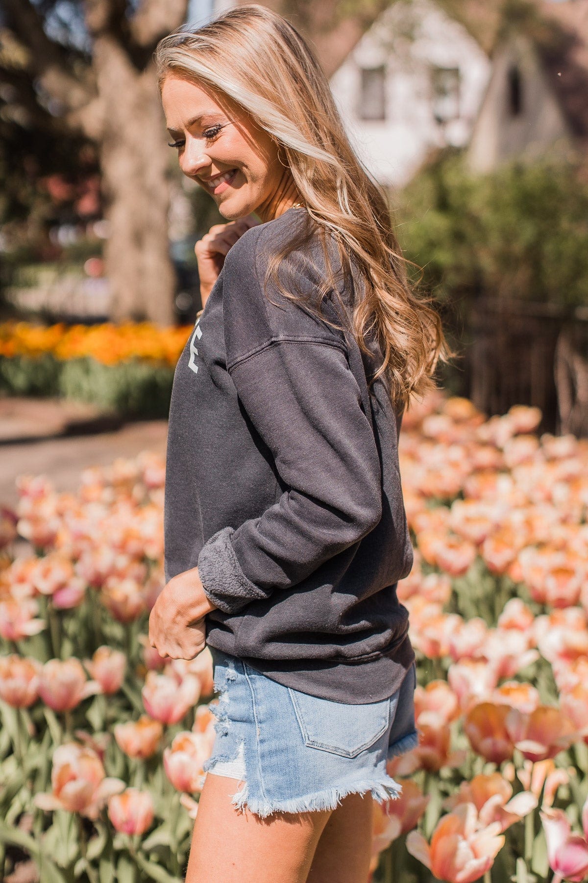 "Lake Life" Crew Neck Pullover- Charcoal - Image 6