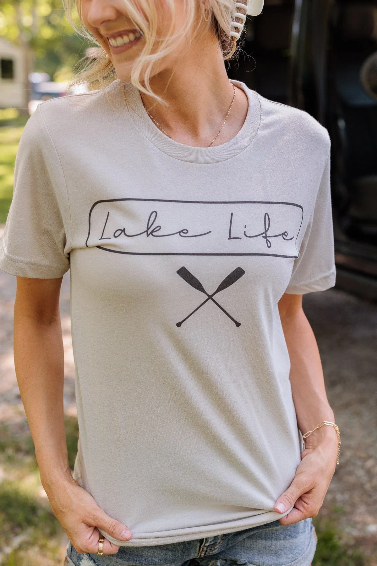 "Lake Life" Graphic Tee- Beige - Image 4