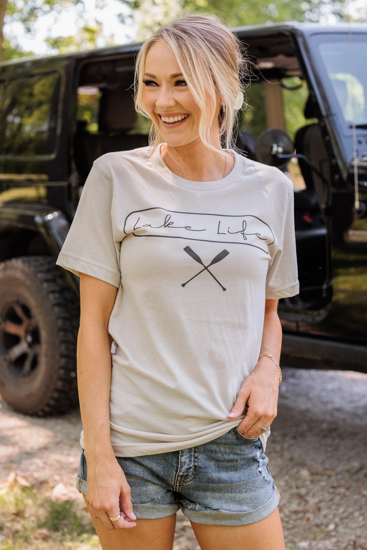 "Lake Life" Graphic Tee- Beige - Image 7