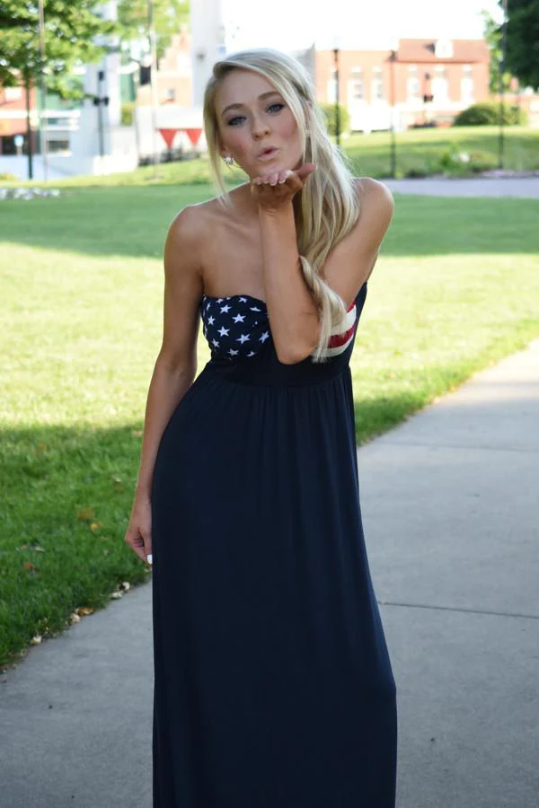 Land of the Free Strapless Maxi Dress - Image 4