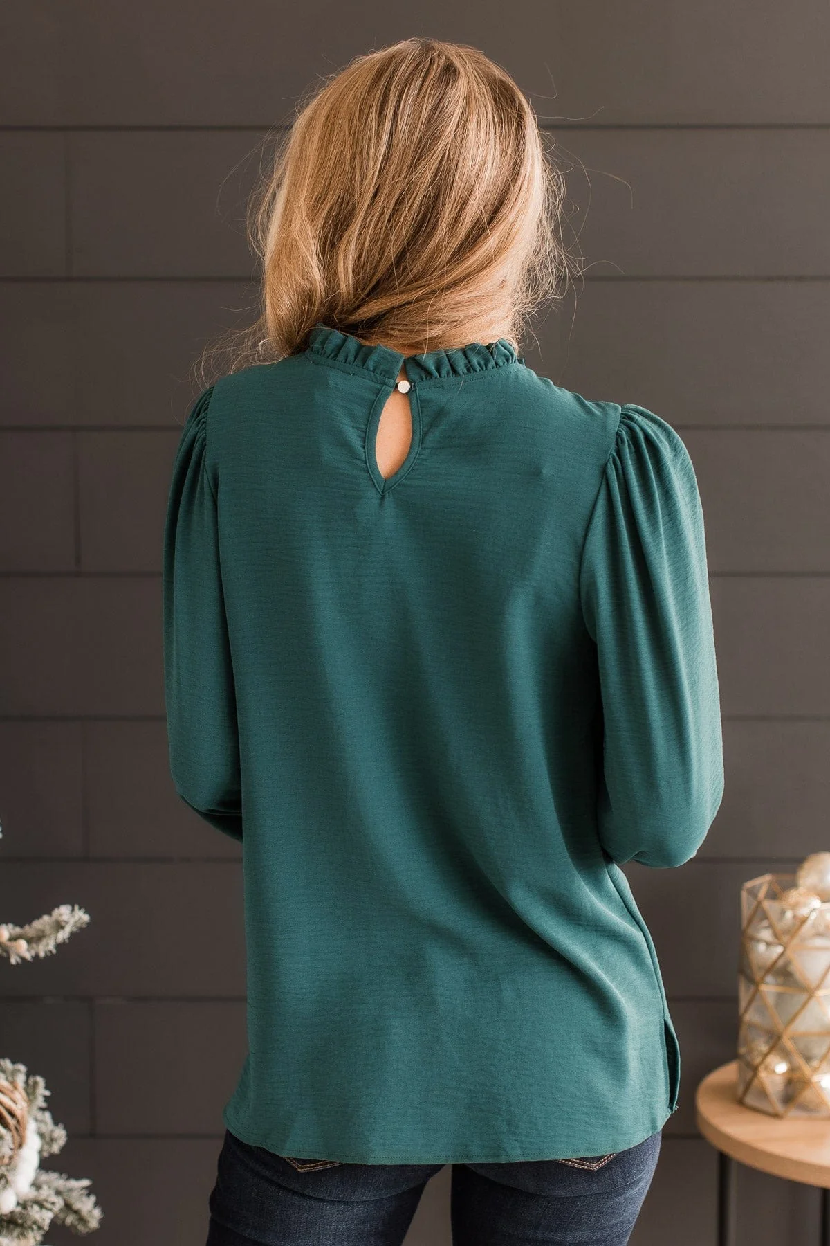 Lasting Daydreams Long Sleeve Blouse- Hunter Green - Image 7