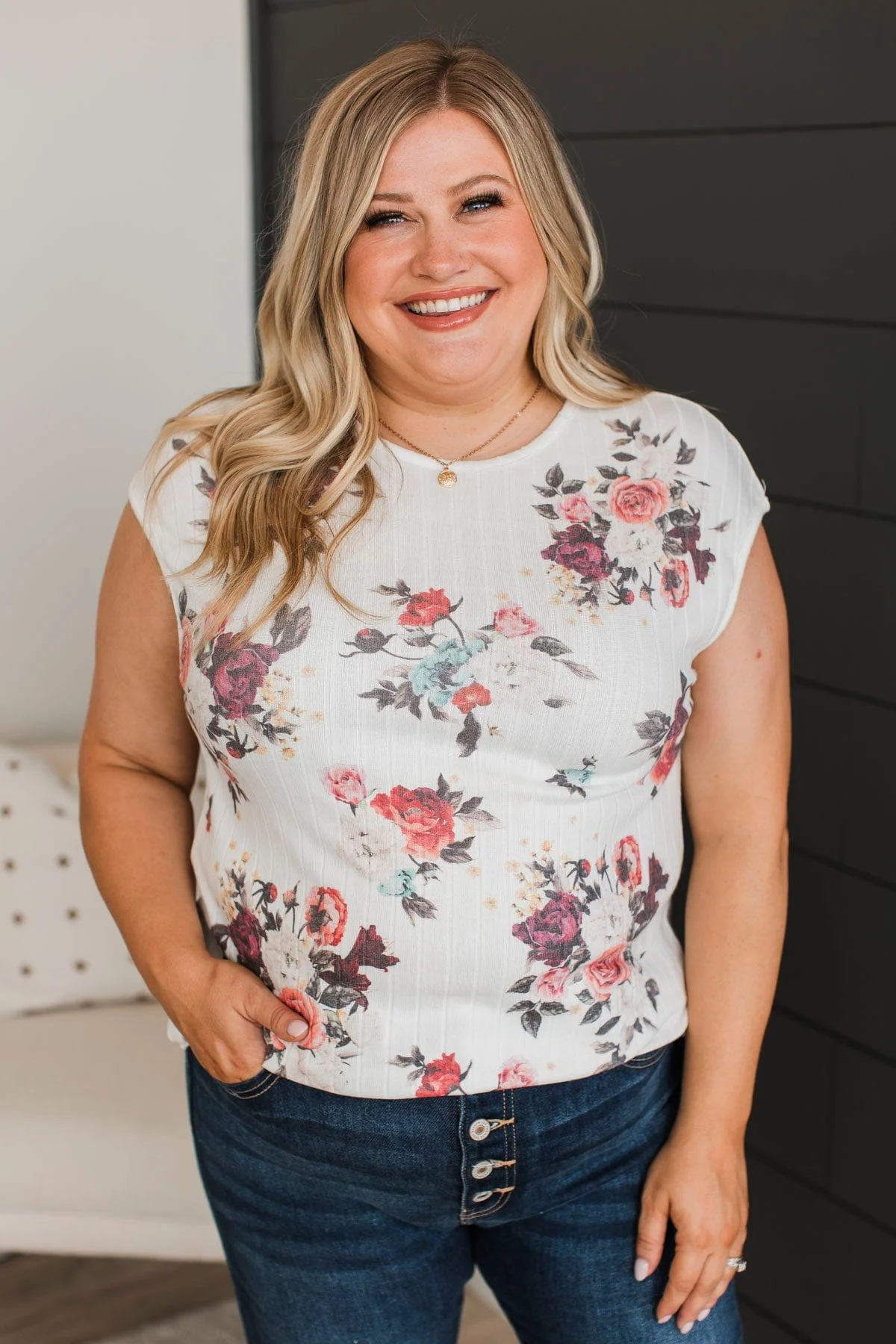 Lasting Laughter Floral Top- Ivory - Image 2