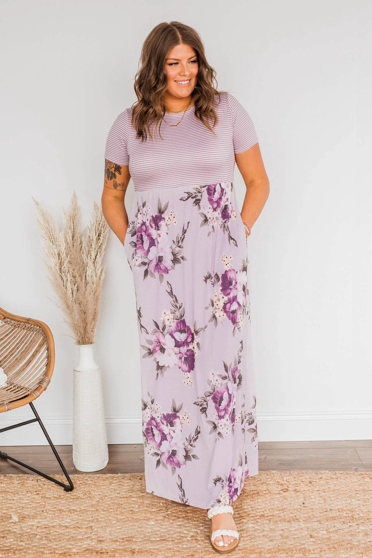 Lasting Memories Floral Maxi Dress- Lavender - Image 4