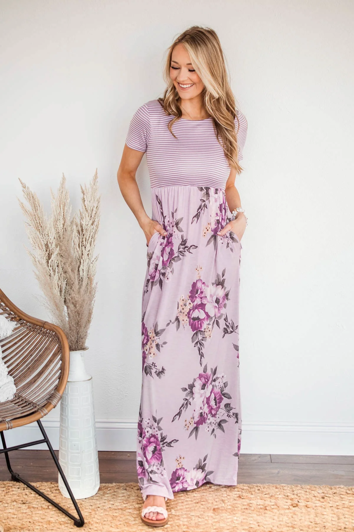 Lasting Memories Floral Maxi Dress- Lavender - Image 5